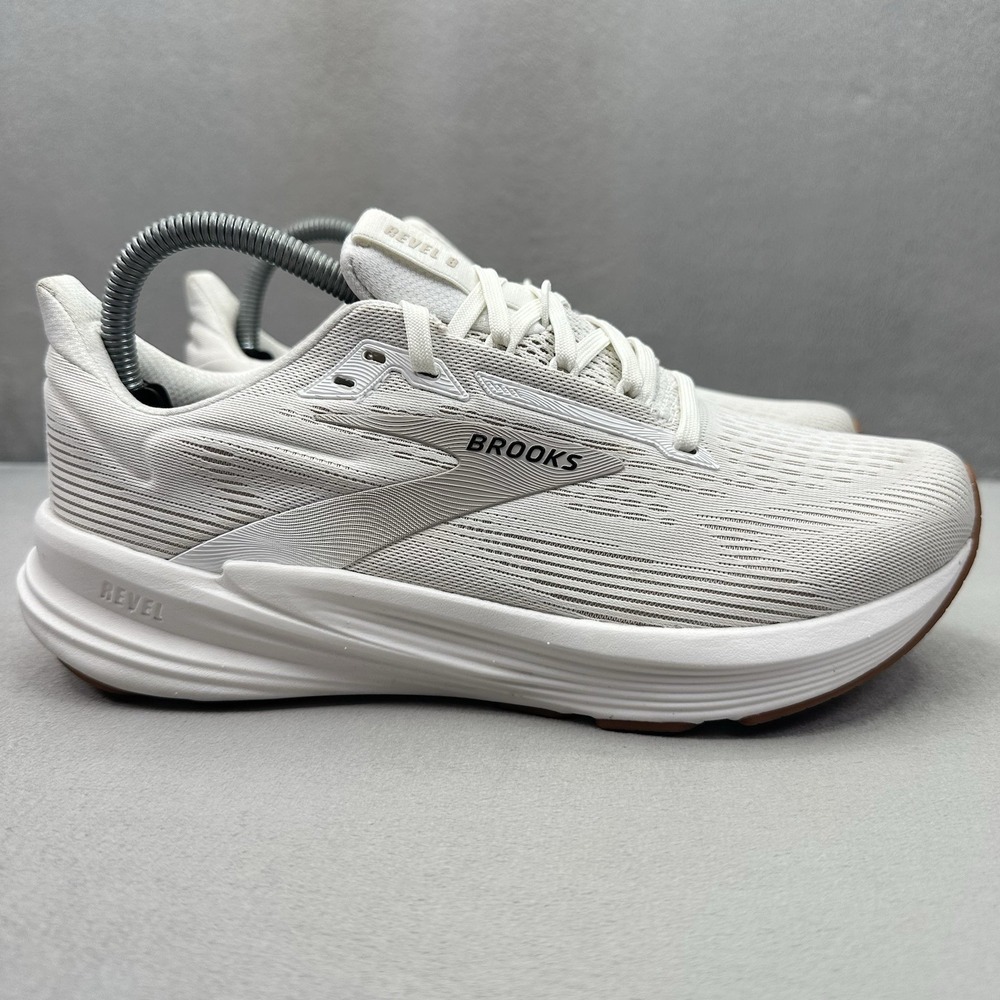 Womens Size 8.5 (B) Brooks Revel 8 White Chateau Gray Athletic Running Sneakers